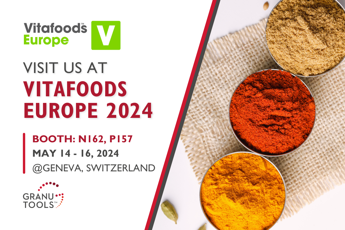 banner of Granutools to share that we will attend Vitafoods 2024 from May 14 to 16 in Geneva, Switzerland